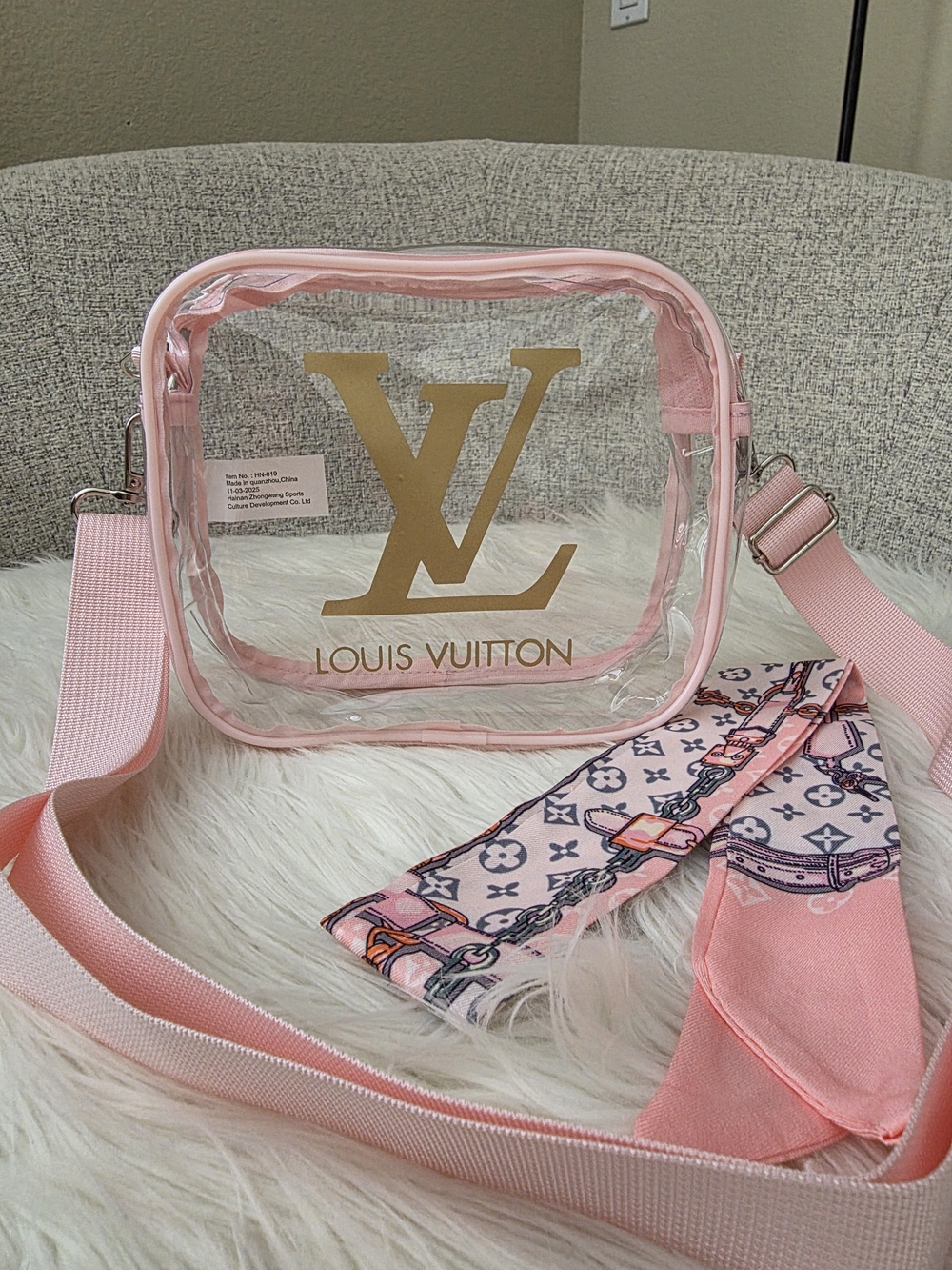 Pink Clear Crossbody Bag Stadium Bag Cosmetic Bag - Picture 9 of 9